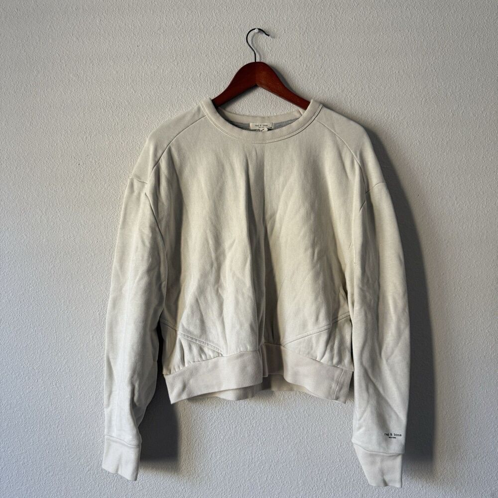Rag & Bone Sweatshirt Size L Beige Crew Neck Pullover Raglan Wardrobe Staples